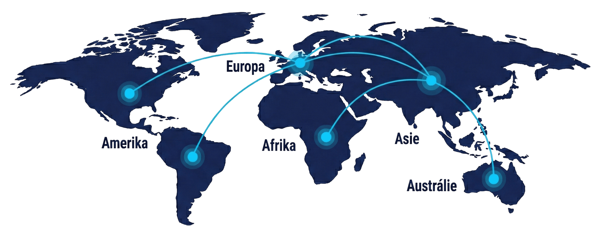 Mapa světa - přepravní destinace